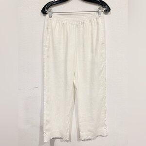 XiRENA Pull On High Waisted 100% Linen White Wide Leg Pants Women’s Size Small